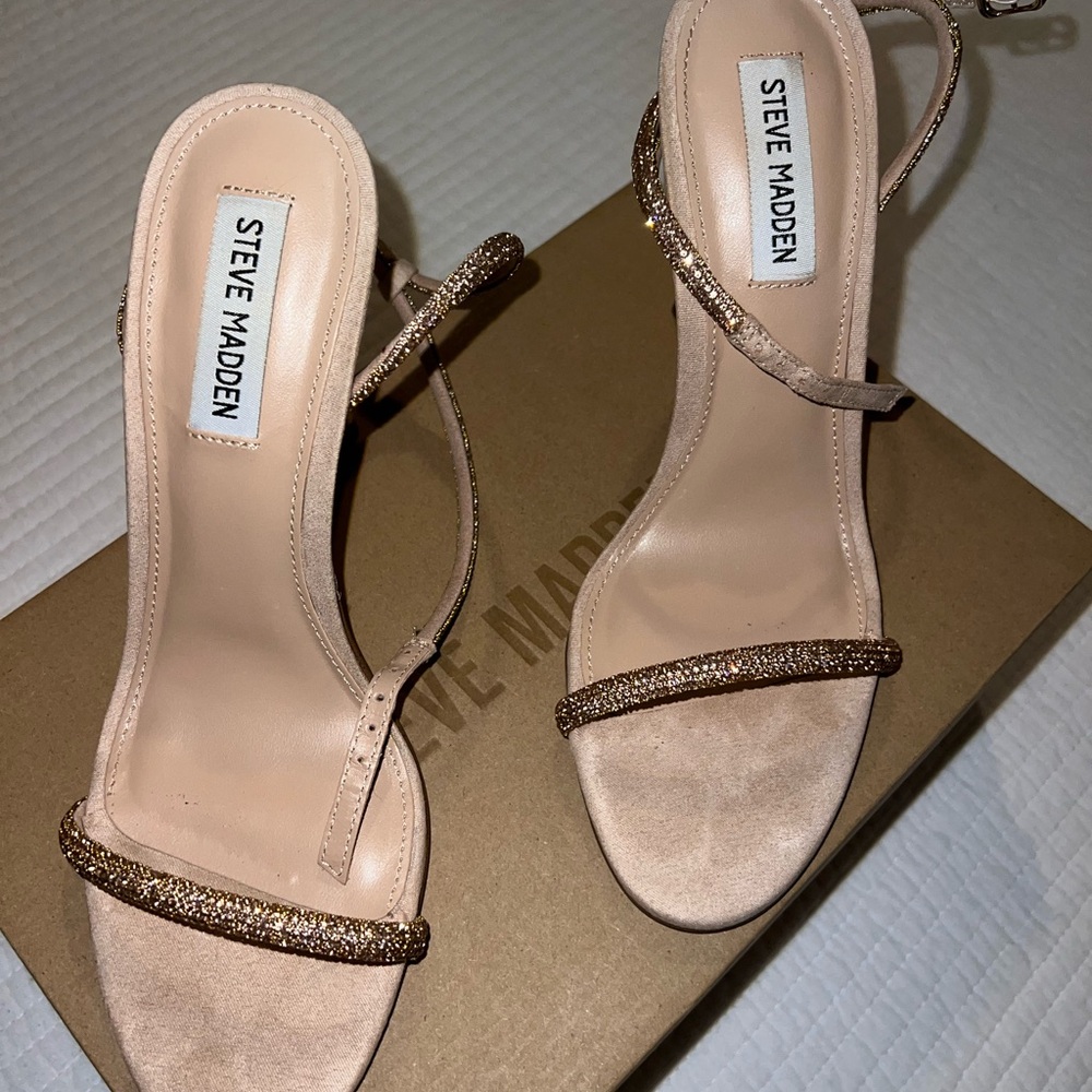 Steve Madden Women's Glitter Strap Heels - Gold